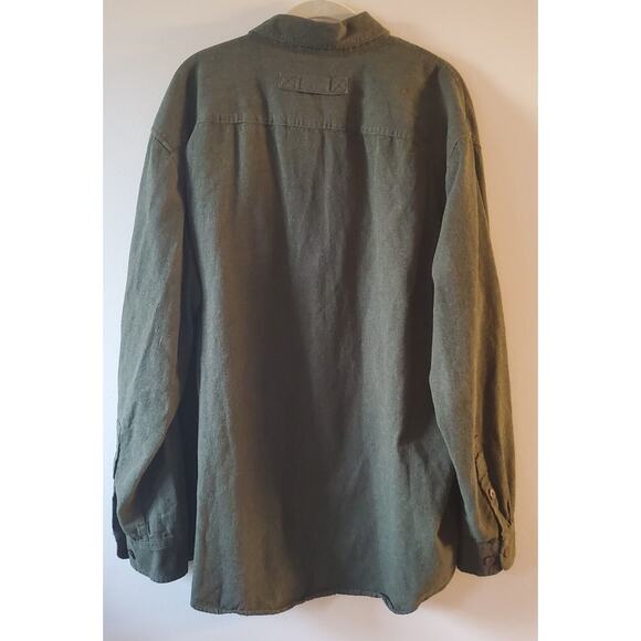 Duluth Trading Mens Heavy Cotton Army Green Button Up Shirt Size XL Gorpcore - Picture 3 of 10